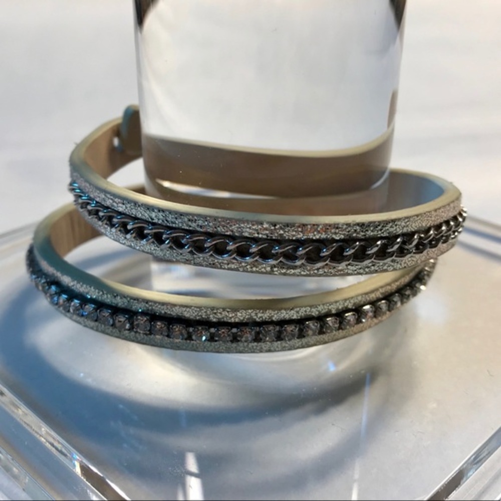 Chain and Rhinestone Wrap Bracelet